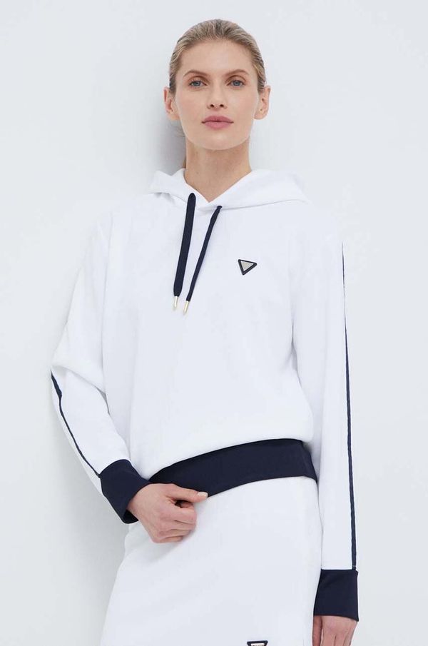 Guess Dukserica Guess za žene, boja: bijela, s kapuljačom, s uzorkom