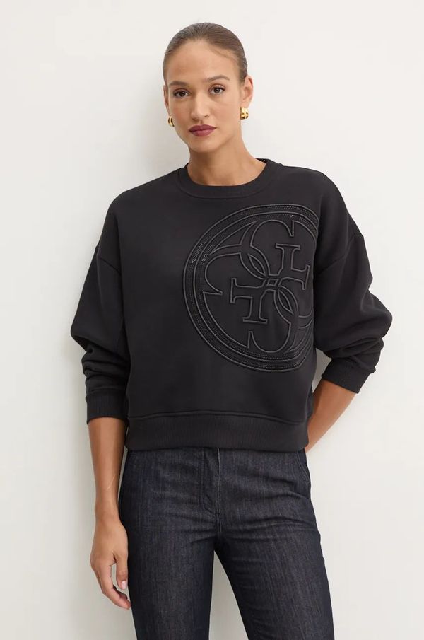 Guess Dukserica Guess za žene, boja: crna, s aplikacijom, W4BQ07 K9Z21