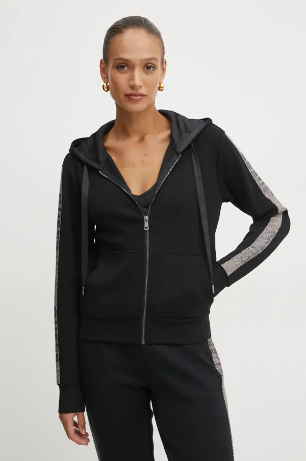 Guess Dukserica Guess za žene, boja: crna, s kapuljačom, bez uzorka, W5RQ03 KBYE2