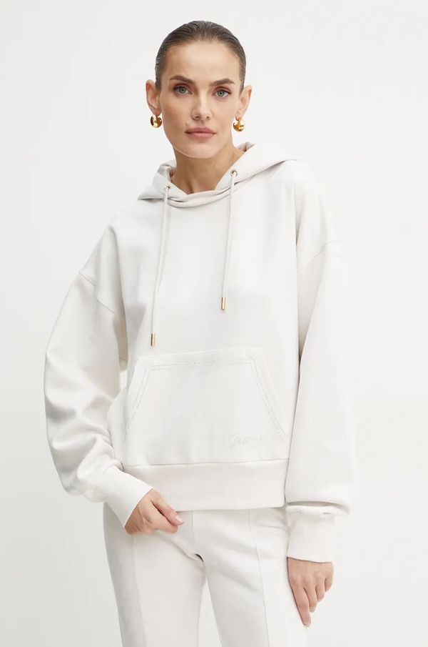 Guess Dukserica Guess za žene, boja: siva, s kapuljačom, s aplikacijom, W4BQ09 KAUJ2