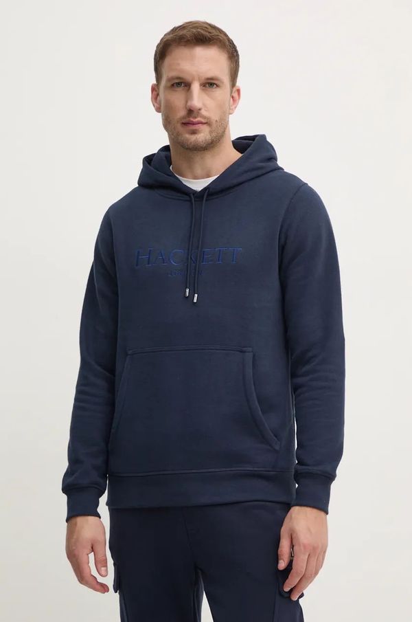 Hackett London Dukserica Hackett London za muškarce, boja: tamno plava, s kapuljačom, s aplikacijom, HM581289
