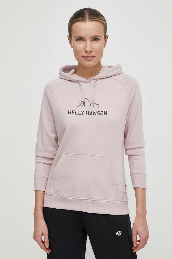 Helly Hansen Dukserica Helly Hansen za žene, boja: ružičasta, s kapuljačom, s tiskom, 63427