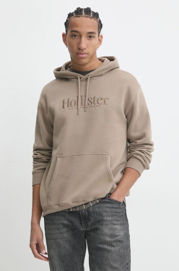 Hollister Co. Dukserica Hollister Co. za muškarce, boja: bež, s kapuljačom, s aplikacijom, KI322-4140
