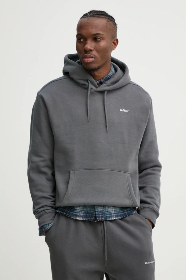 Hollister Co. Dukserica Hollister Co. za muškarce, boja: siva, s kapuljačom, bez uzorka, KI322-4224