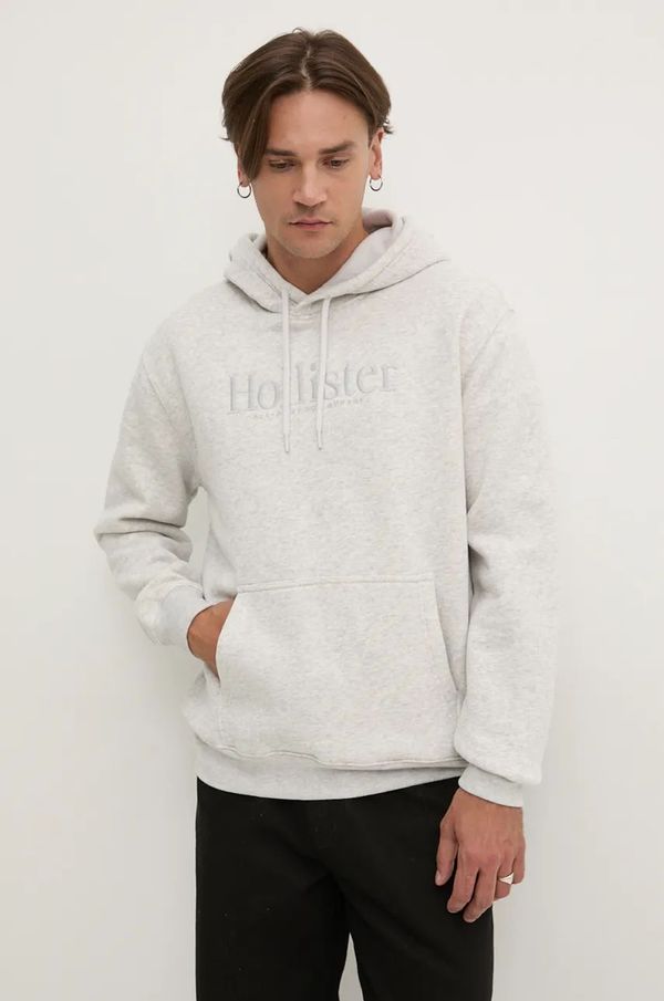 Hollister Co. Dukserica Hollister Co. za muškarce, boja: siva, s kapuljačom, melanž, KI322-4140