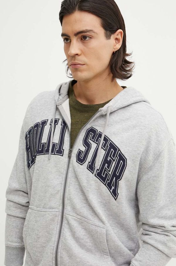 Hollister Co. Dukserica Hollister Co. za muškarce, boja: siva, s kapuljačom, melanž, KI322-4155