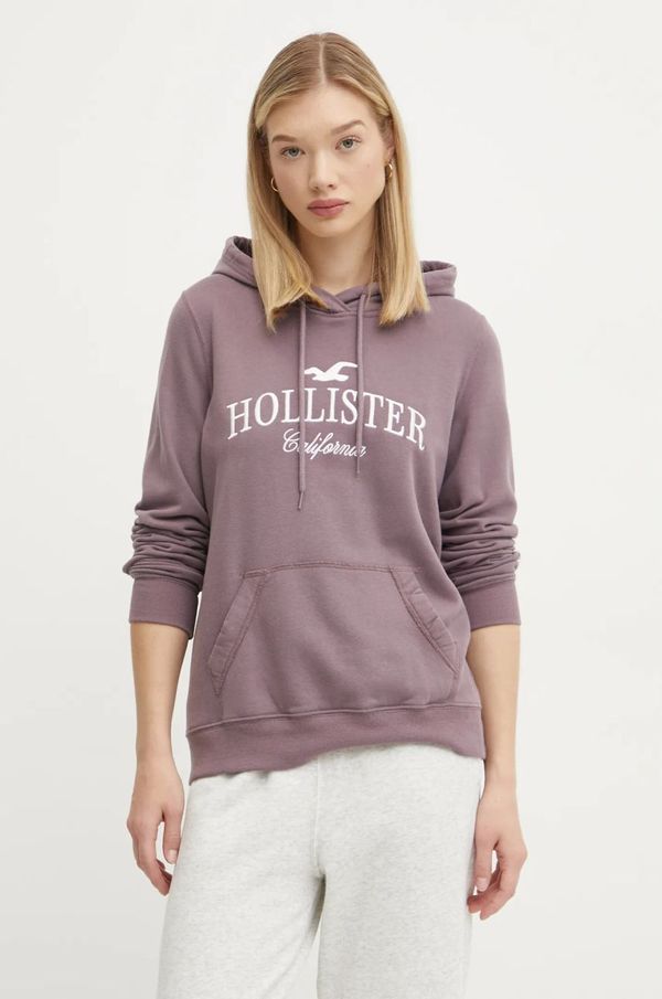 Hollister Co. Dukserica Hollister Co. za žene, boja: ljubičasta, s kapuljačom, s aplikacijom, KI352-4207