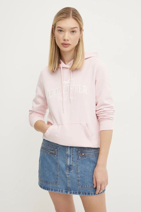 Hollister Co. Dukserica Hollister Co. za žene, boja: ružičasta, s kapuljačom, s aplikacijom, KI352-4207