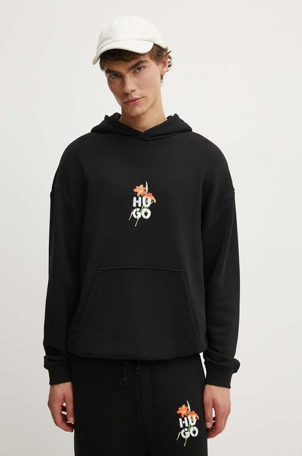 Hugo Dukserica HUGO za muškarce, boja: crna, s kapuljačom, s tiskom, 50517408