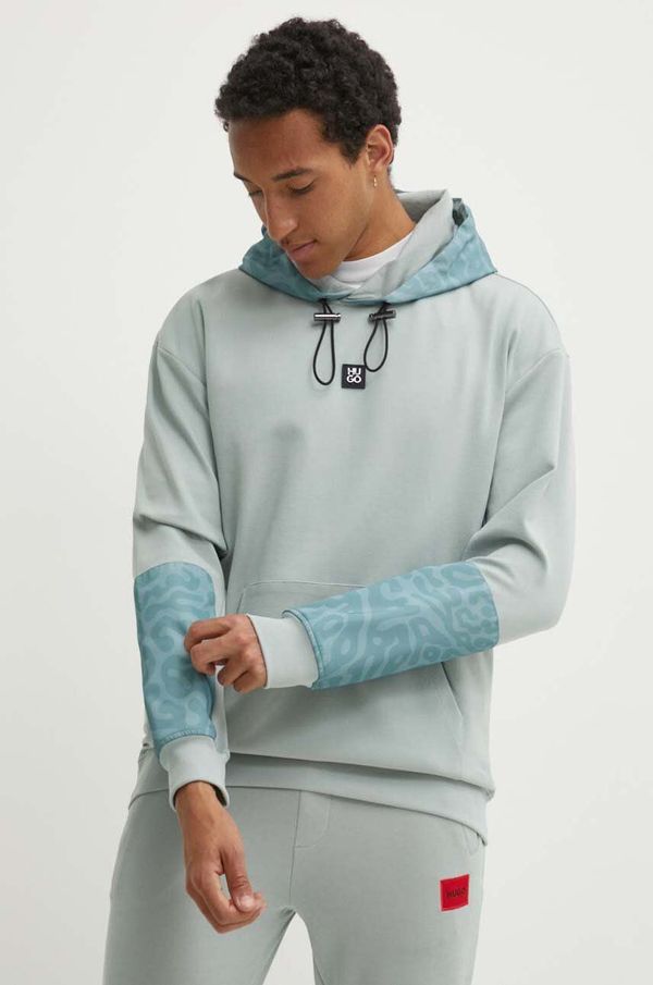 Hugo Dukserica HUGO za muškarce, boja: siva, s kapuljačom, bez uzorka, 50516719