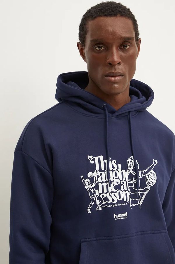 Hummel Dukserica Hummel za muškarce, boja: tamno plava, s kapuljačom, s tiskom, 226098