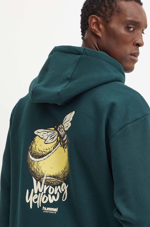 Hummel Dukserica Hummel za muškarce, boja: zelena, s kapuljačom, s tiskom, 226081