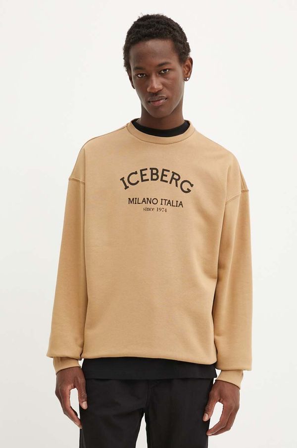 Iceberg Dukserica Iceberg za muškarce, boja: bež, s tiskom