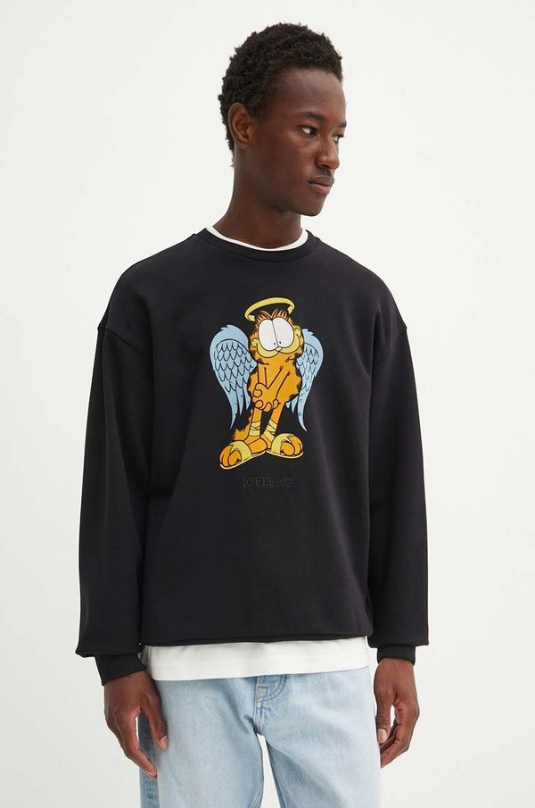 Iceberg Dukserica Iceberg za muškarce, boja: crna, s tiskom, E053 6317