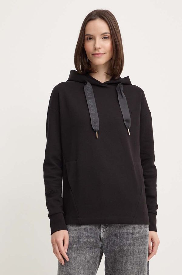 Joop! Dukserica Joop! za žene, boja: crna, s kapuljačom, bez uzorka, 30029781