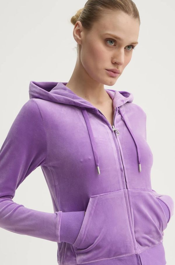 Juicy Couture Dukserica Juicy Couture ROBERTSON CLASS za žene, boja: ljubičasta, s kapuljačom, bez uzorka, JCAP176