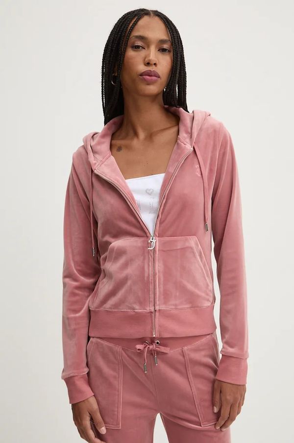 Juicy Couture Dukserica Juicy Couture ROBERTSON CLASS za žene, boja: ružičasta, s kapuljačom, bez uzorka, JCAP176EU
