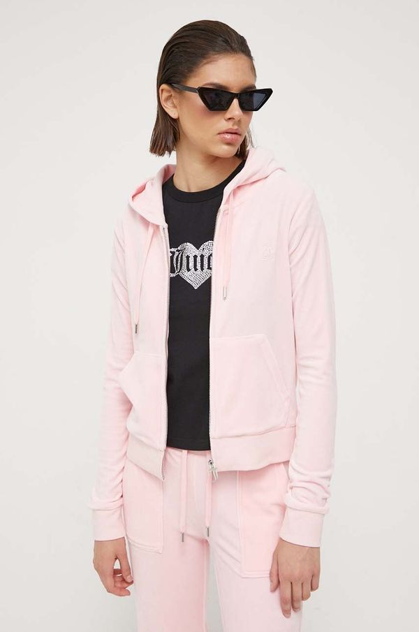 Juicy Couture Dukserica Juicy Couture Robertson za žene, boja: ružičasta, s kapuljačom, glatka