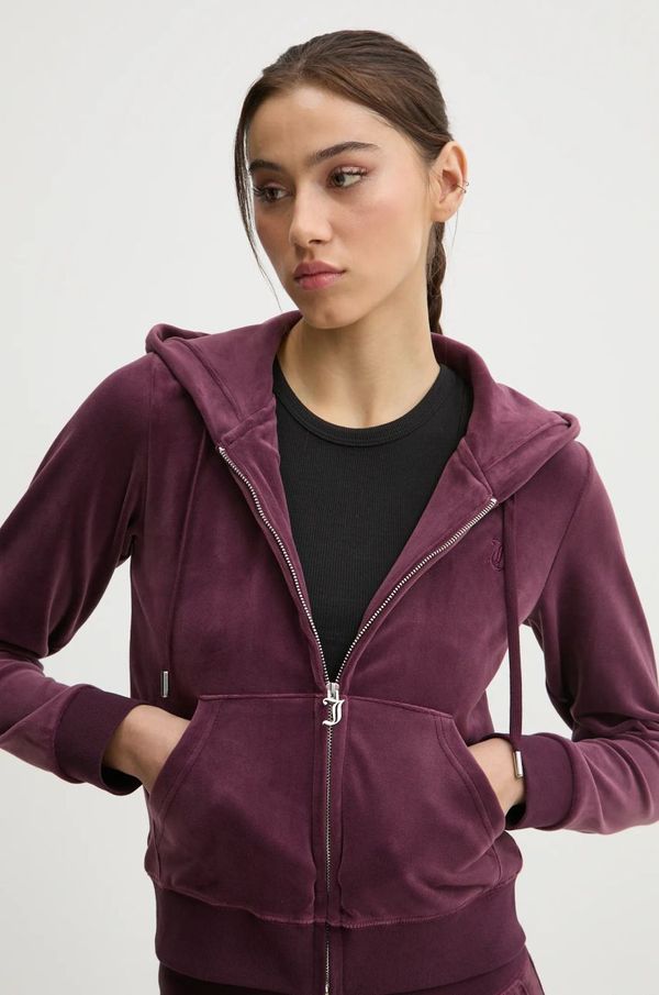 Juicy Couture Dukserica Juicy Couture za žene, boja: bordo, s kapuljačom, bez uzorka, JCAP176EU
