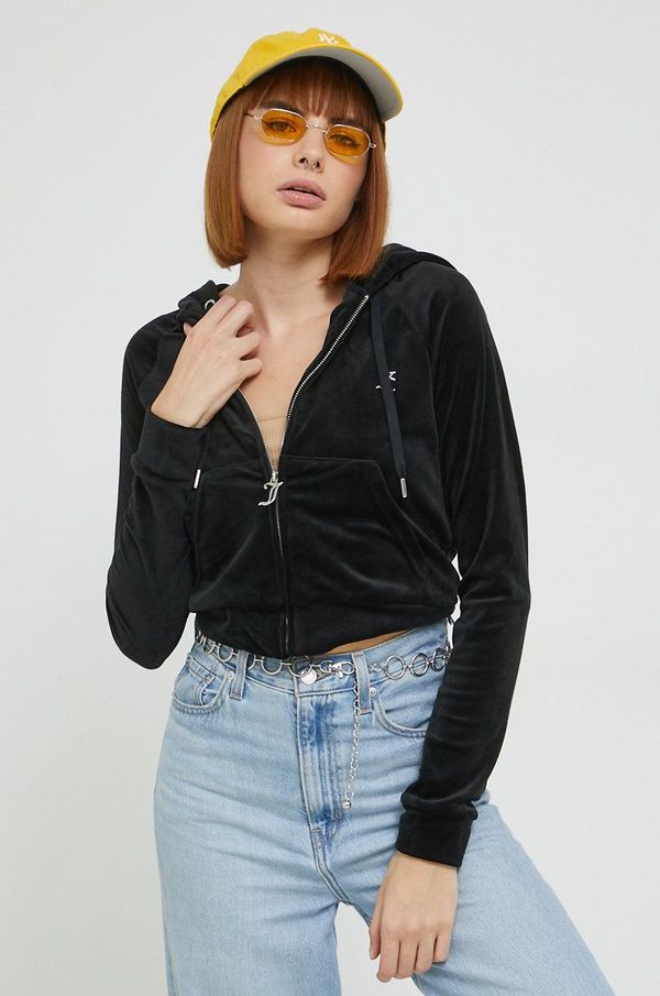 Juicy Couture Dukserica Juicy Couture za žene, boja: crna, s kapuljačom, s aplikacijom