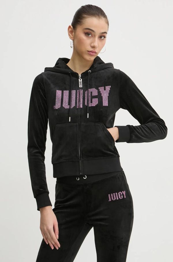 Juicy Couture Dukserica Juicy Couture za žene, boja: crna, s kapuljačom, s aplikacijom, JCBAS125861