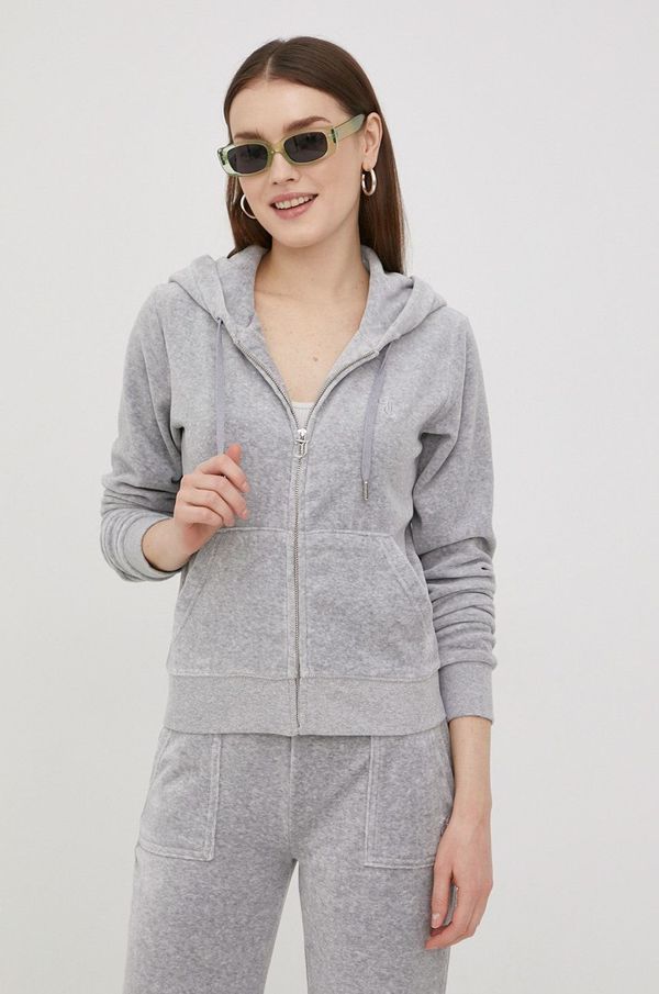 Juicy Couture Dukserica Juicy Couture za žene, boja: siva, s kapuljačom, melanž