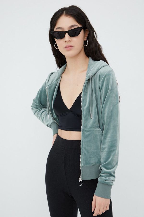 Juicy Couture Dukserica Juicy Couture za žene, boja: zelena, s kapuljačom, glatka
