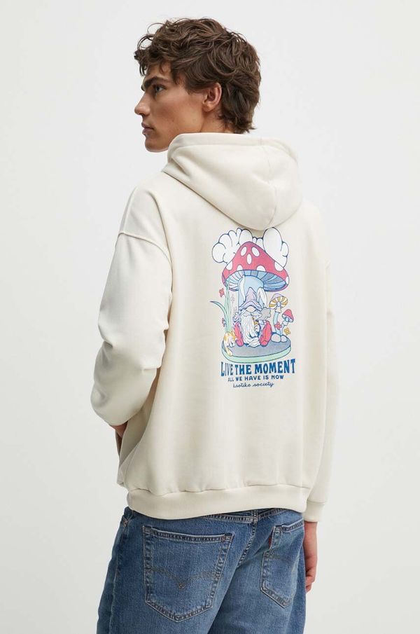 Kaotiko Dukserica Kaotiko boja: bež, s kapuljačom, s tiskom, AP031-01-M002