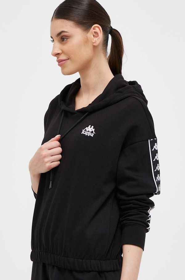 Kappa Dukserica Kappa za žene, boja: crna, s kapuljačom, s aplikacijom
