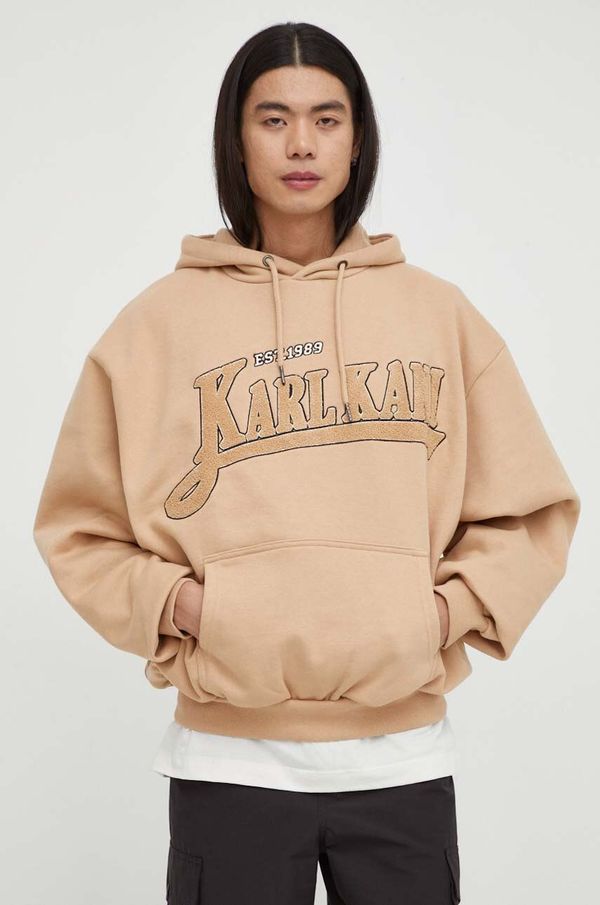 Karl Kani Dukserica Karl Kani za muškarce, boja: bež, s kapuljačom, s aplikacijom