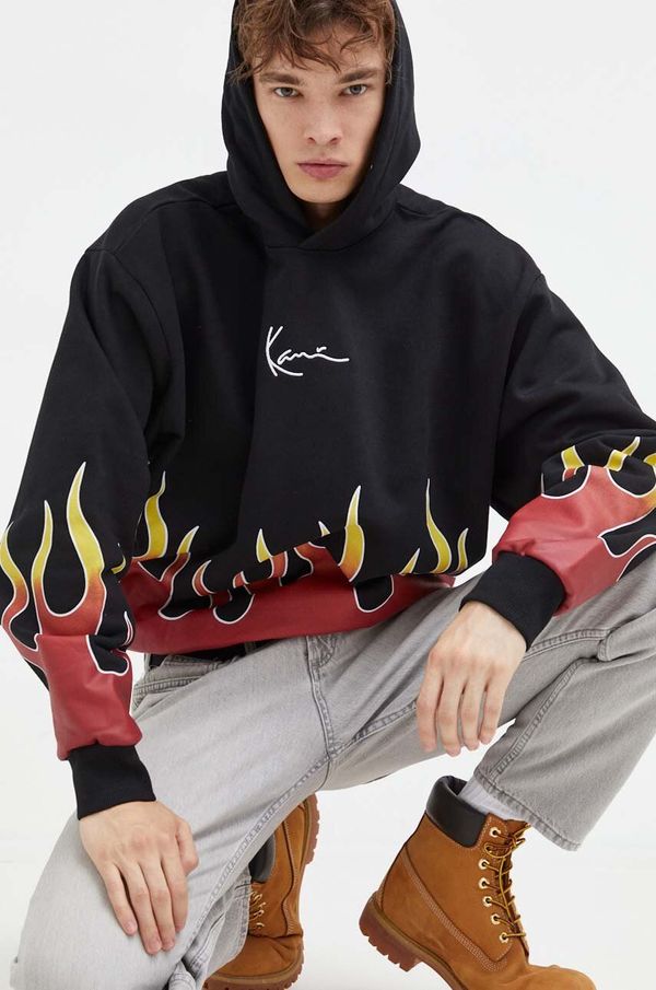 Karl Kani Dukserica Karl Kani za muškarce, boja: crna, s kapuljačom, s uzorkom