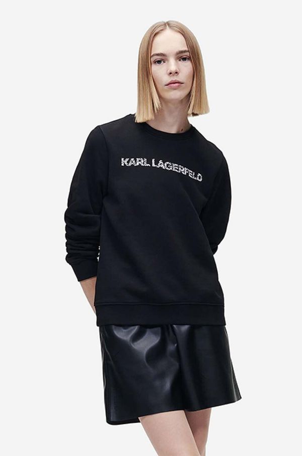 Karl Lagerfeld Dukserica Karl Lagerfeld Elongated Logo Zebra Sweat 221W1815 999 za žene, boja: crna, s tiskom