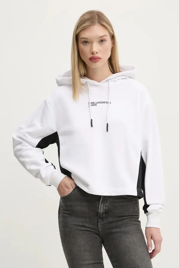 Karl Lagerfeld Jeans Dukserica Karl Lagerfeld Jeans za žene, boja: bijela, s kapuljačom, s tiskom, A1W20017