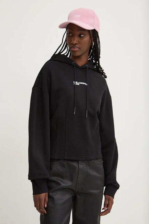 Karl Lagerfeld Jeans Dukserica Karl Lagerfeld Jeans za žene, boja: crna, s kapuljačom, s aplikacijom, 246J1804