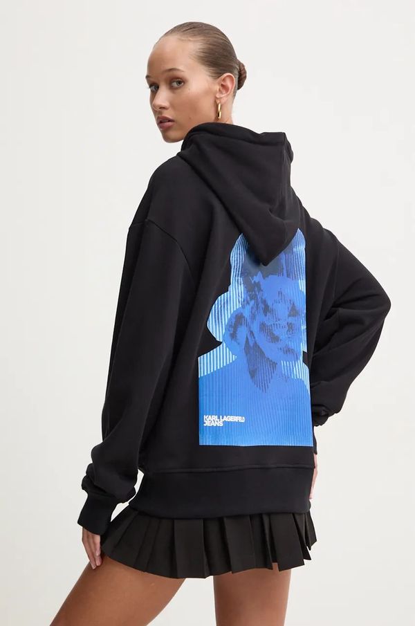 Karl Lagerfeld Jeans Dukserica Karl Lagerfeld Jeans za žene, boja: crna, s kapuljačom, s tiskom, 246J1802