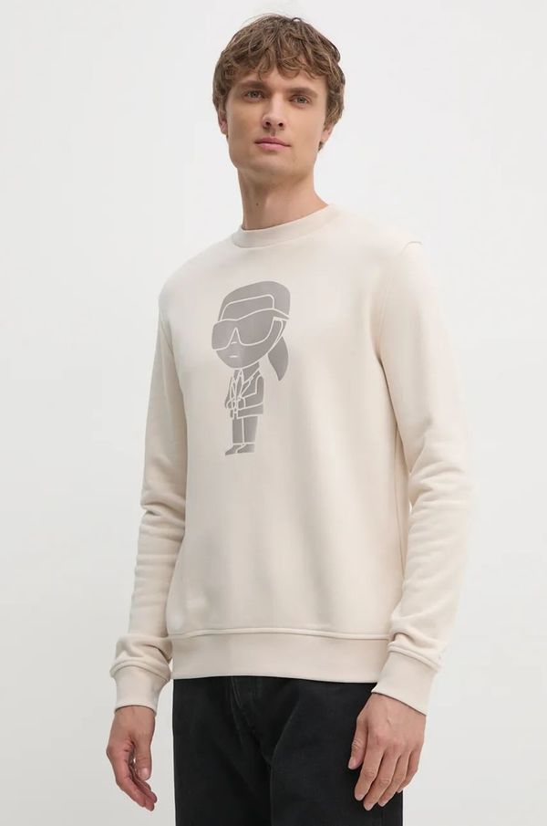 Karl Lagerfeld Dukserica Karl Lagerfeld za muškarce, boja: bež, s tiskom