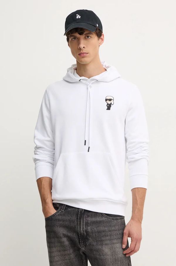 Karl Lagerfeld Dukserica Karl Lagerfeld za muškarce, boja: bijela, s kapuljačom, s aplikacijom, 544910.705036