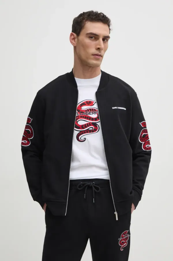 Karl Lagerfeld Dukserica Karl Lagerfeld za muškarce, boja: crna, s aplikacijom, 551900.705403
