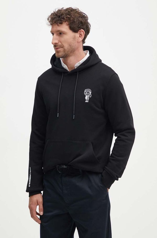 Karl Lagerfeld Dukserica Karl Lagerfeld za muškarce, boja: crna, s kapuljačom, s tiskom, 543910.705401