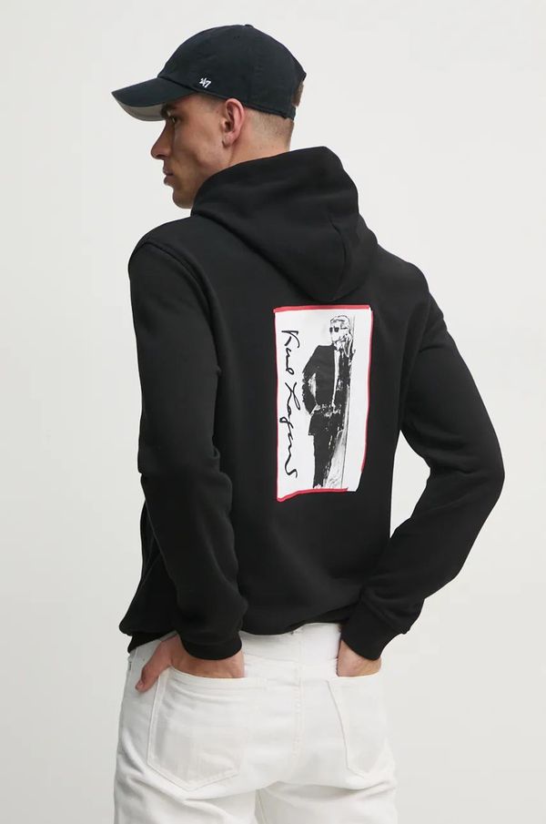 Karl Lagerfeld Dukserica Karl Lagerfeld za muškarce, boja: crna, s kapuljačom, s tiskom, 544910.705048