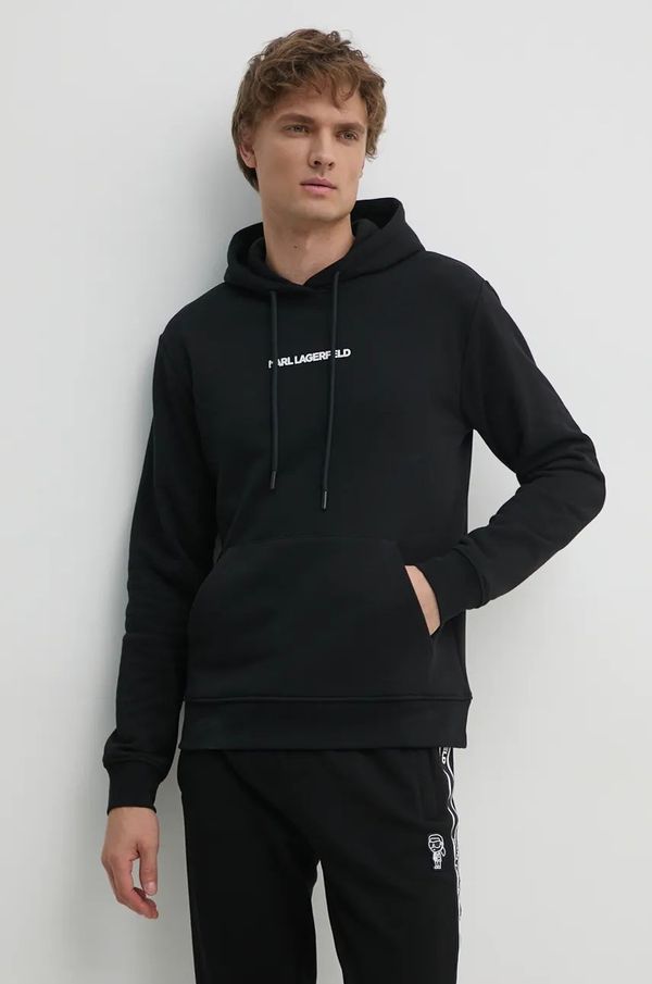 Karl Lagerfeld Dukserica Karl Lagerfeld za muškarce, boja: crna, s kapuljačom, s tiskom, 544942.705061