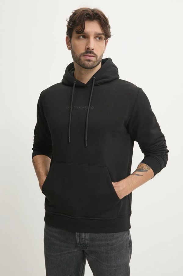 Karl Lagerfeld Dukserica Karl Lagerfeld za muškarce, boja: crna, s kapuljačom, s tiskom, 544942.705067