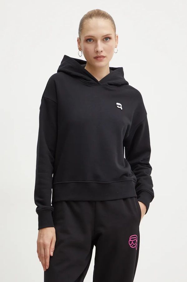 Karl Lagerfeld Dukserica Karl Lagerfeld za žene, boja: crna, s kapuljačom, bez uzorka, 246W1819