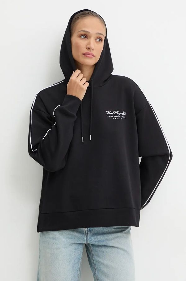 Karl Lagerfeld Dukserica Karl Lagerfeld za žene, boja: crna, s kapuljačom, s aplikacijom, 246W2109