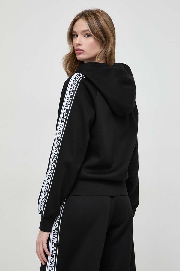 Karl Lagerfeld Dukserica Karl Lagerfeld za žene, boja: crna, s kapuljačom, s aplikacijom