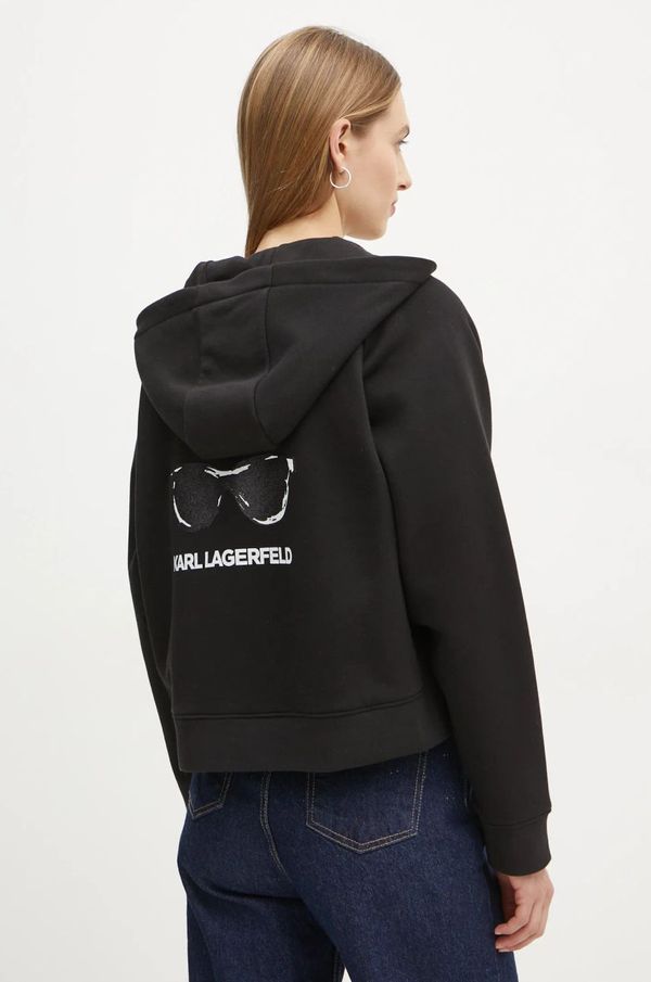 Karl Lagerfeld Dukserica Karl Lagerfeld za žene, boja: crna, s kapuljačom, s tiskom, A1W20078
