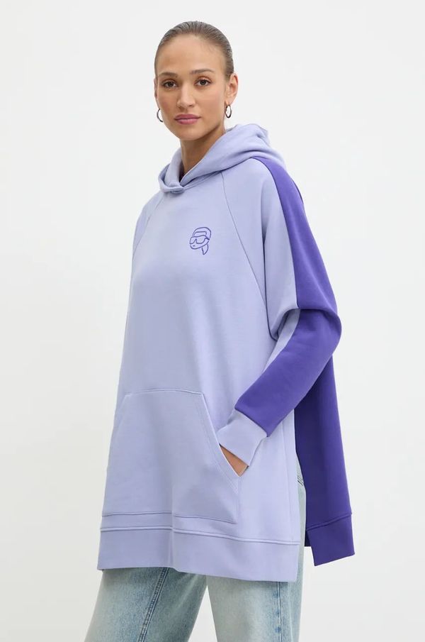 Karl Lagerfeld Dukserica Karl Lagerfeld za žene, boja: ljubičasta, s kapuljačom, s uzorkom, 246W1815