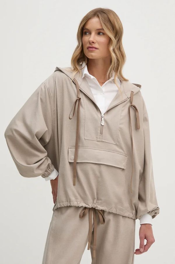 Lacoste Dukserica Lacoste za žene, boja: bež, s kapuljačom, bez uzorka, CF4188