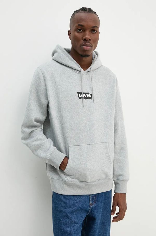 Levi's Dukserica Levi's za muškarce, boja: siva, s kapuljačom, s tiskom