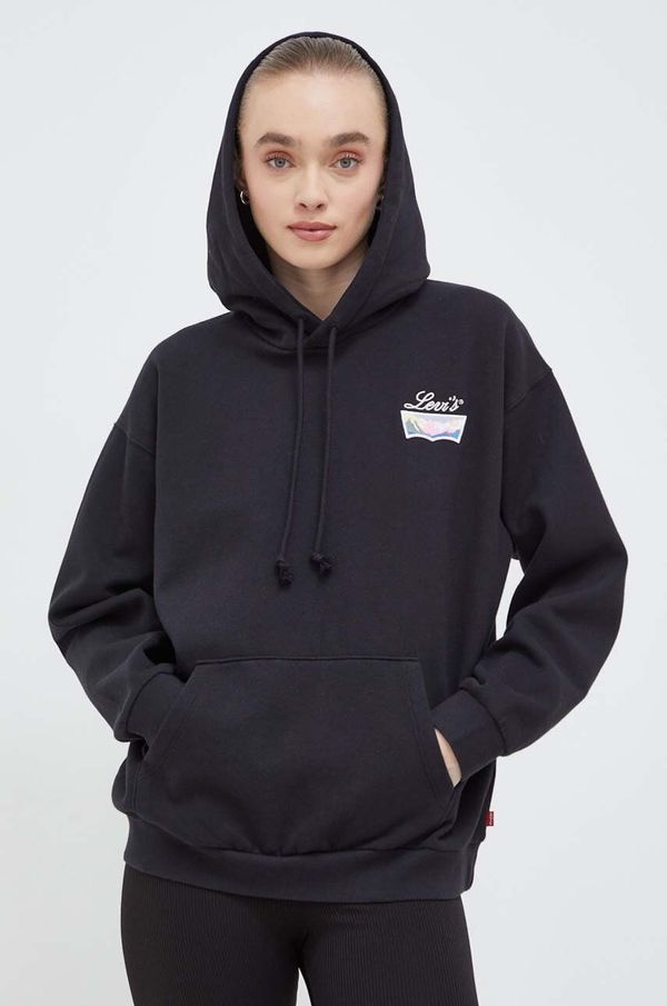 Levi's Dukserica Levi's za žene, boja: crna, s kapuljačom, s aplikacijom